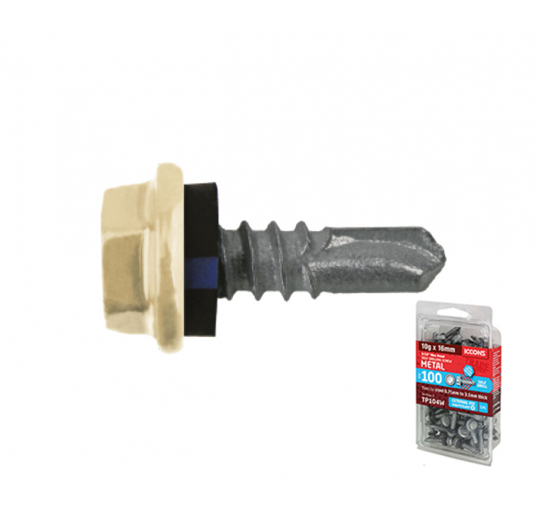 Painted - Trade Pack - Self Drilling Hex with Sealing Washer - Coarse Thread